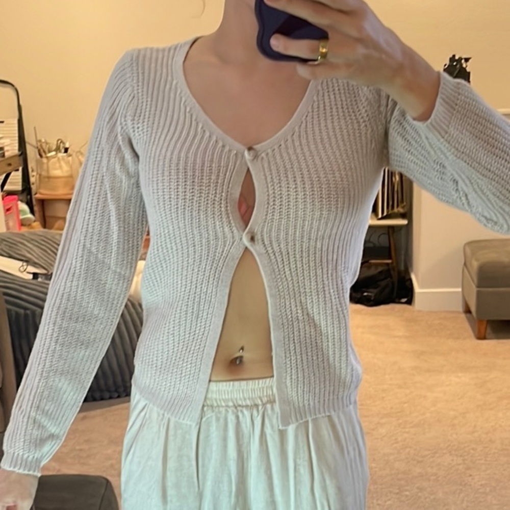 SHEIN Cream Knit Cardigan